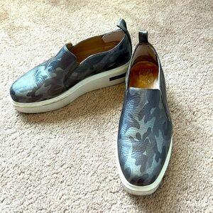 Paolo Metallic leather camo platform sneakers